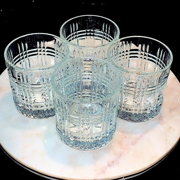 ELLE DECOR TOULOUSE OLD FASHIONED GLASSES SET OF FOUR CRYSTAL - Picture 5 of 7